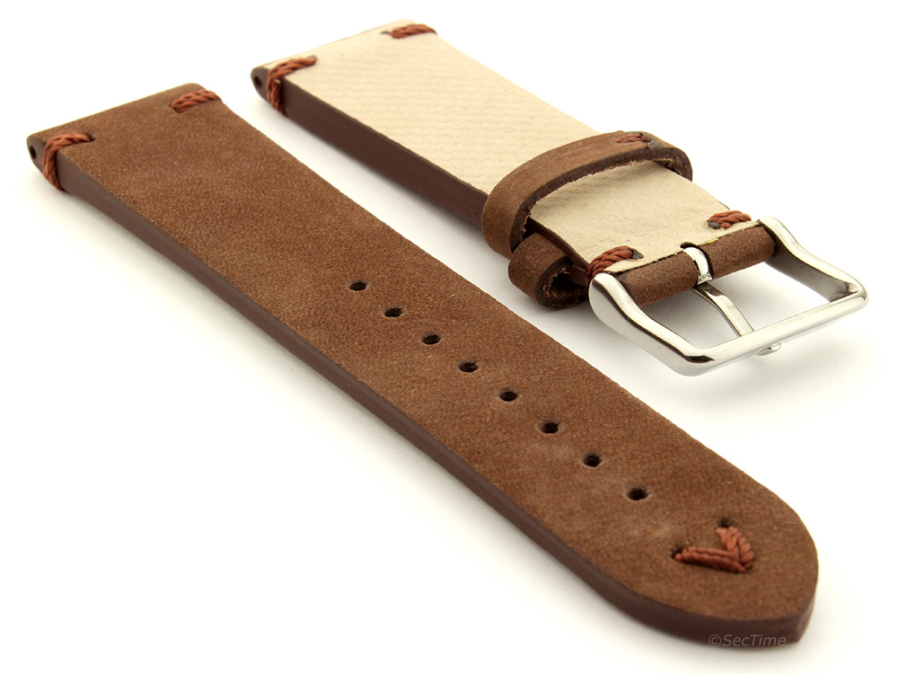 Suede Leather Retro Style Watch Strap Blacksmith Plus Cocoa 02