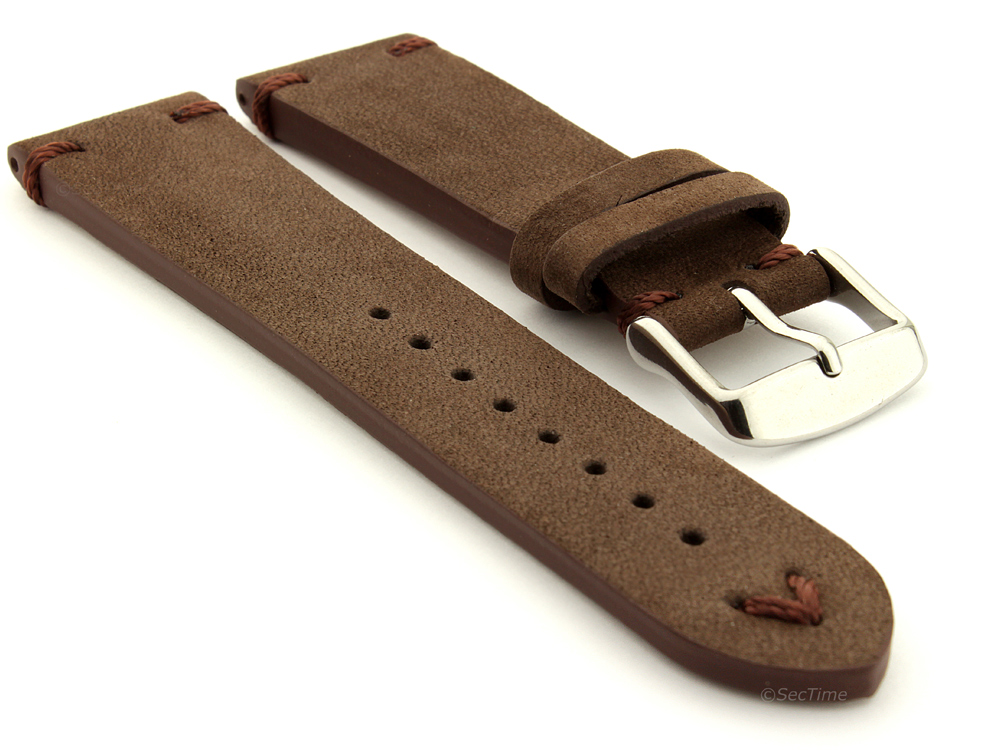 Suede Leather Retro Style Watch Strap Blacksmith Plus Dark Brown 01