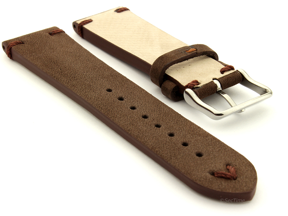 Suede Leather Retro Style Watch Strap Blacksmith Plus Dark Brown 02