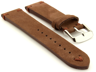Suede Leather Retro Style Watch Strap Blacksmith Plus Cocoa 24mm