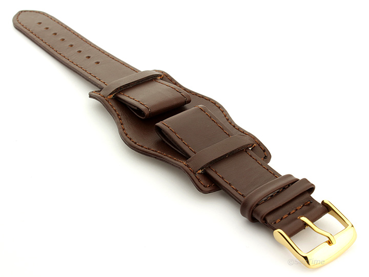 Bund Watch Strap with Wrist Pad Dark Brown 03 01