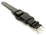 Bund Watch Strap, Leather, Wrist Pad Black 22mm