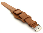 Bund Watch Strap, Leather, Wrist Pad Brown 22mm