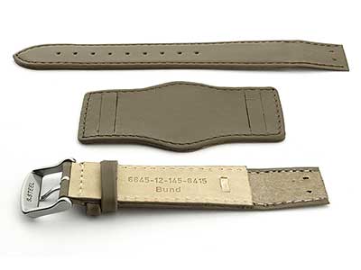Bund Watch Strap, Leather, Wrist Pad Mud 22mm