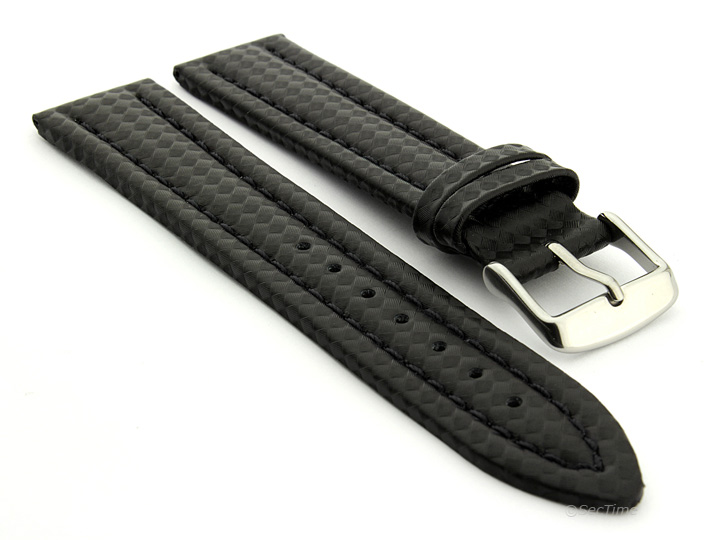 Carbon Fibre Watch Strap Black with Black Stitching 11