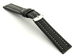 CARBON FIBRE EFFECT LEATHER WATCH STRAP WATERPROOF Black/White 22mm