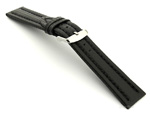 CARBON FIBRE EFFECT LEATHER WATCH STRAP WATERPROOF Black/Black 18mm
