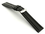 CARBON FIBRE EFFECT LEATHER WATCH STRAP WATERPROOF Black/Black 20mm