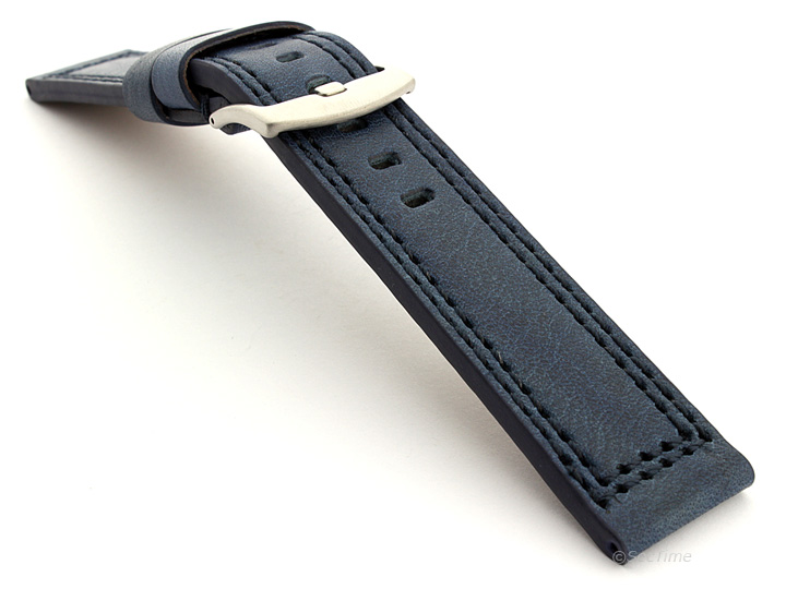 Panerai Style Waterproof Leather Watch Strap Blue Constantine 02 02