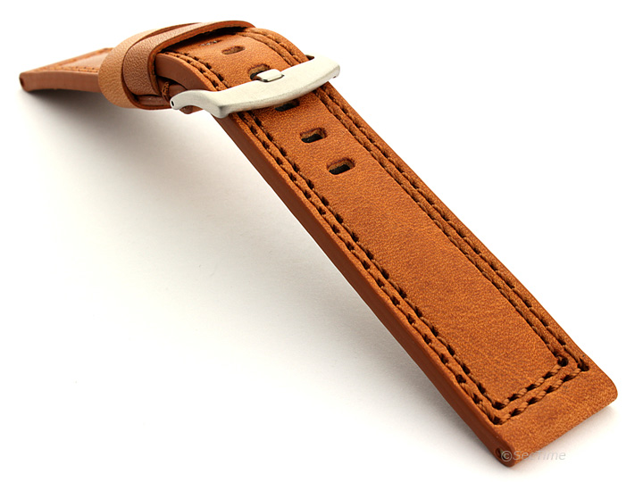 Panerai Style Waterproof Leather Watch Strap Brown Constantine 02 02