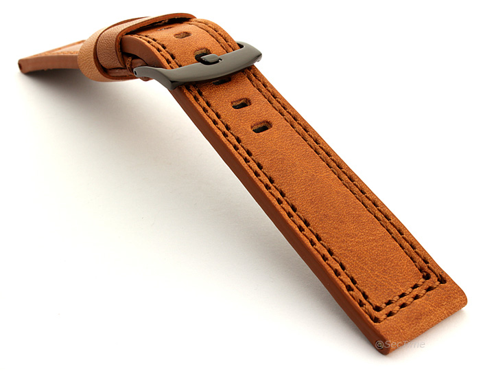 Panerai Style Waterproof Leather Watch Strap Brown Constantine 07 03