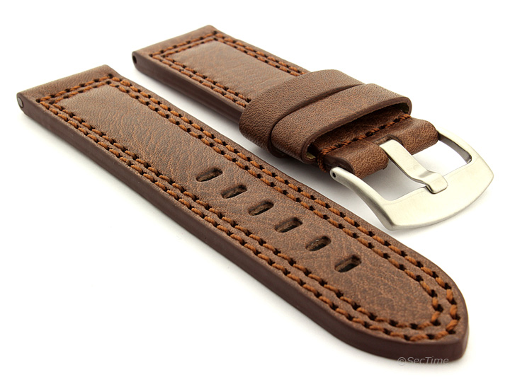 Panerai Style Waterproof Leather Watch Strap Dark Brown Constantine 02 01