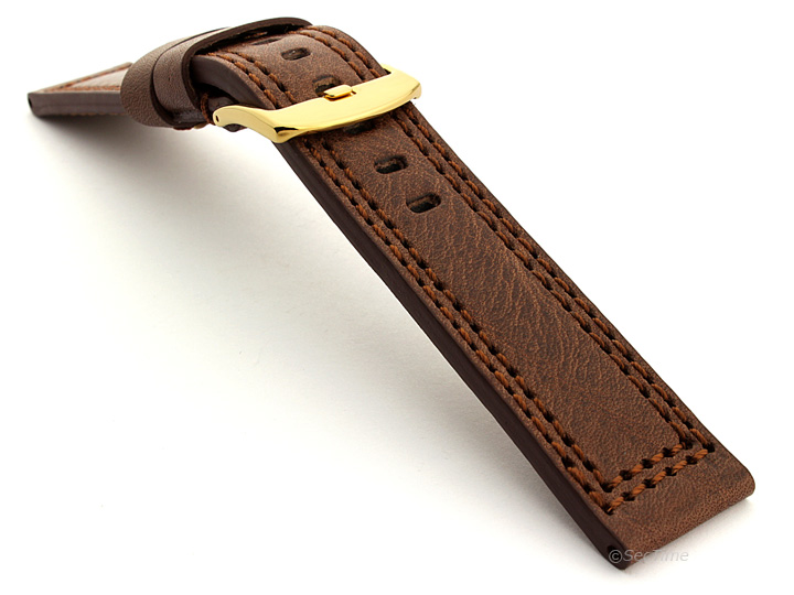 Panerai Style Waterproof Leather Watch Strap Dark Brown Constantine 03 03