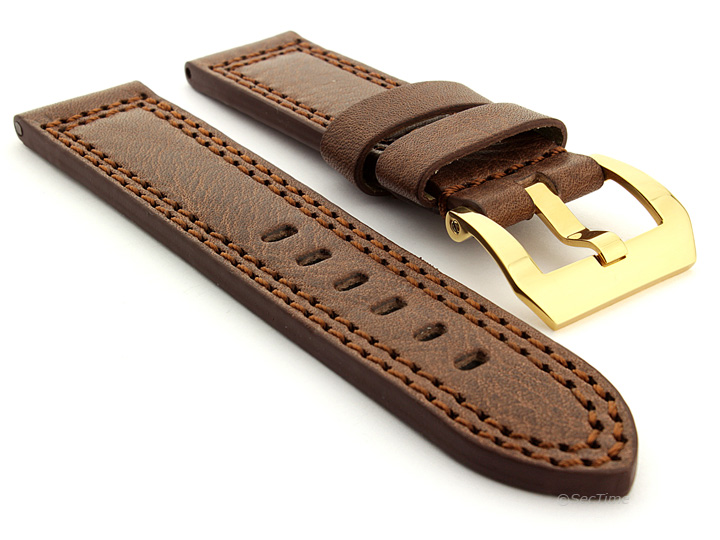 Panerai Style Waterproof Leather Watch Strap Dark Brown Constantine 03 04