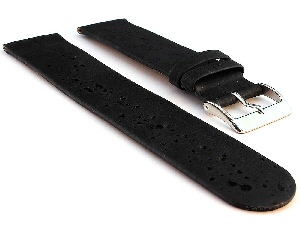 Real Cork Watch Strap Band Vegan Black 01