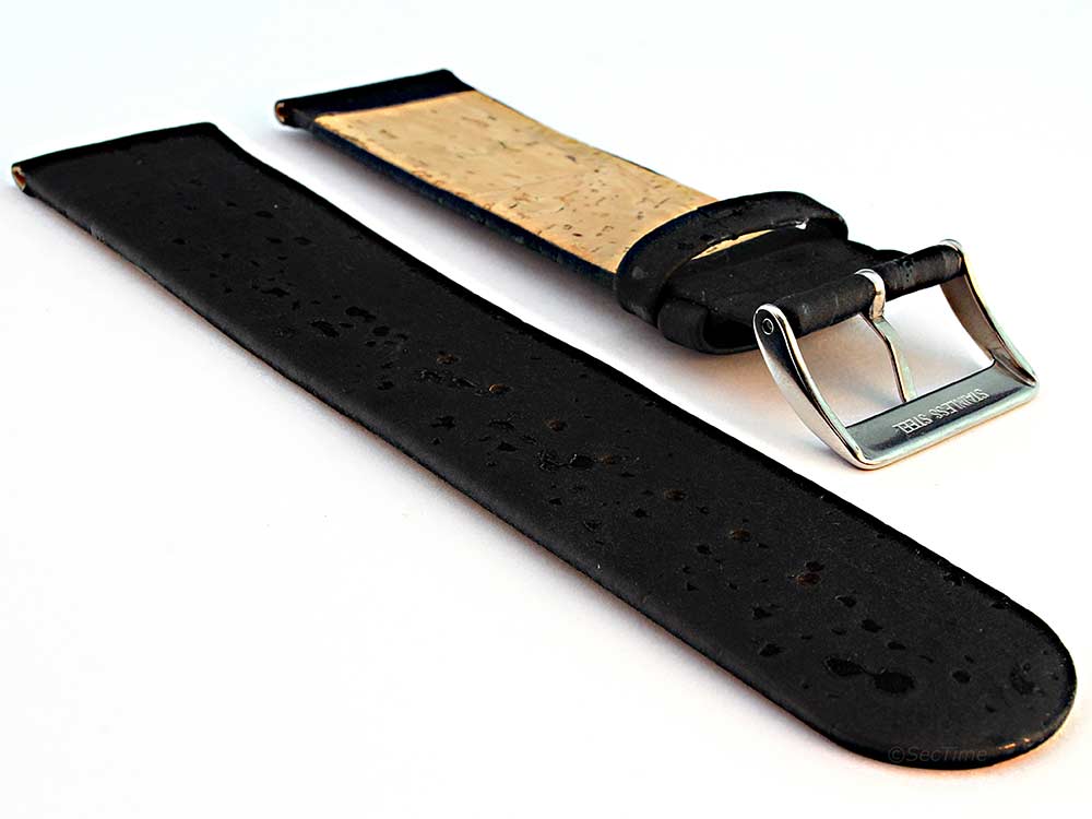 Real Cork Watch Strap Band Vegan Black 02