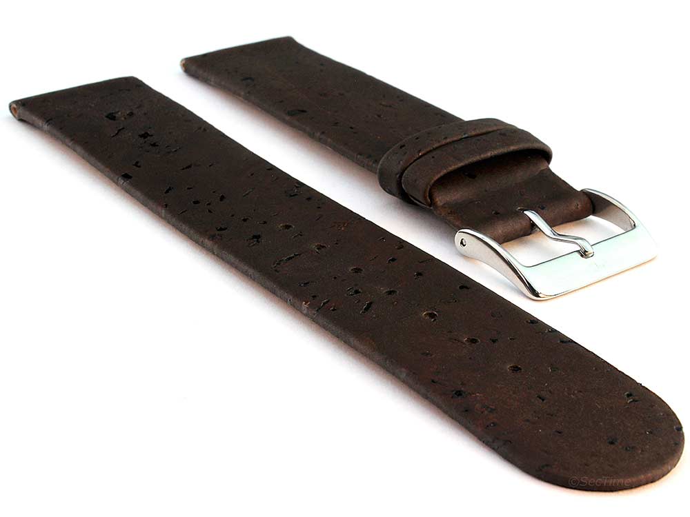 Real Cork Watch Strap Band Vegan Dark Brown 01