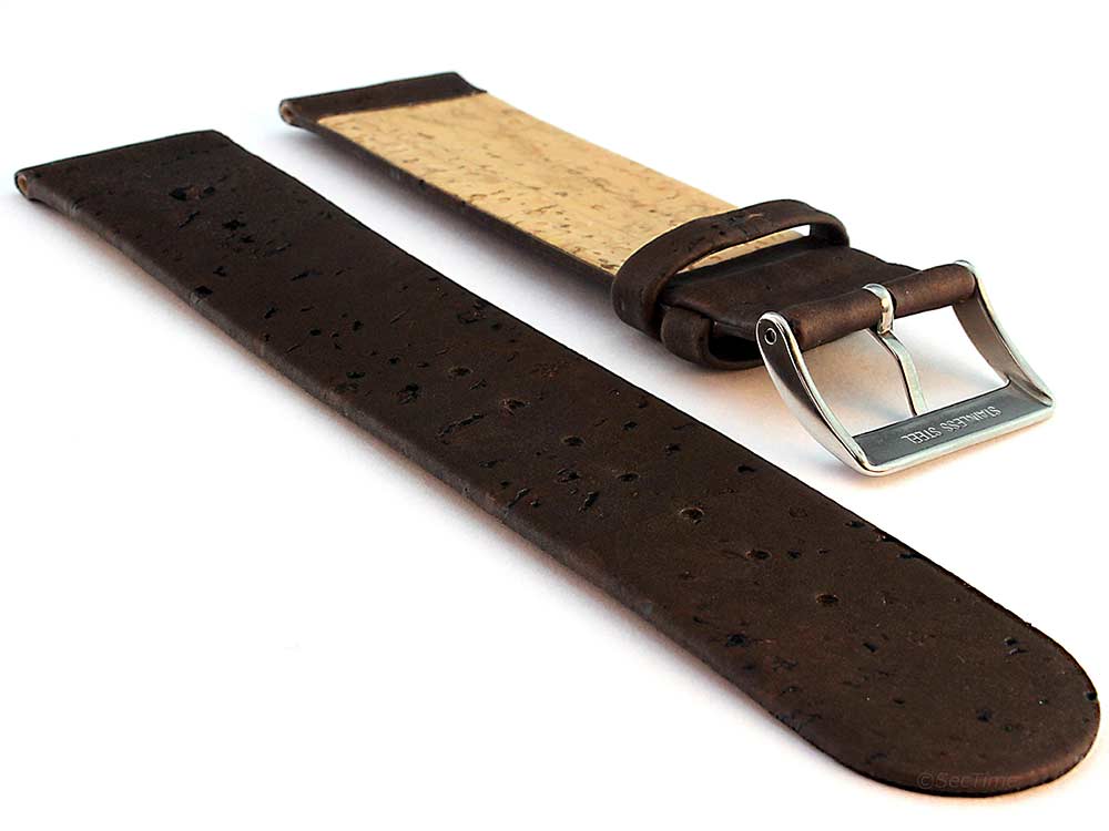 Real Cork Watch Strap Band Vegan Dark Brown 02