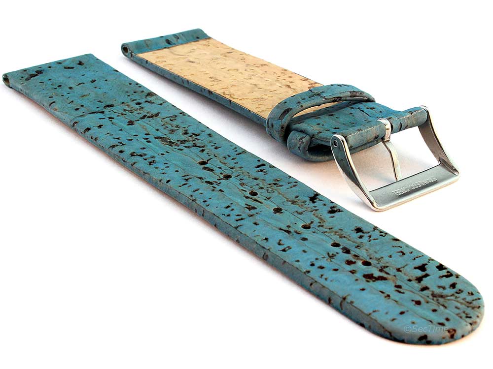 Real Cork Watch Strap Band Vegan Blue 02