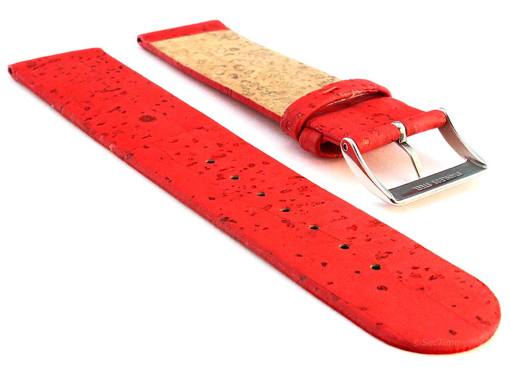 Real Cork Watch Strap Band Vegan Red 02