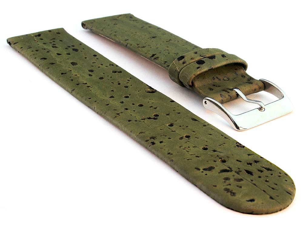 Real Cork Watch Strap Band Vegan Olive Green 01