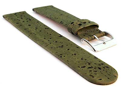 Real Cork Watch Strap Band Vegan Olive Green 14mm