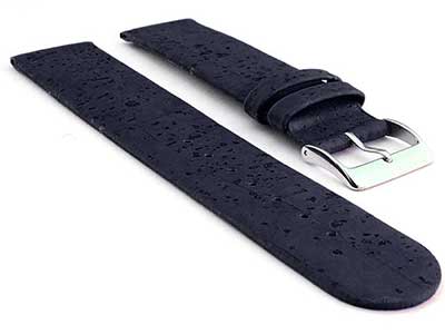 Real Cork Watch Strap Band Vegan Navy Blue 12mm