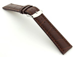 Extra Long Watch Strap Croco Dark Brown / Brown 28mm