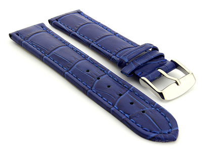 Extra Long Watch Strap Croco Blue / Blue 22mm