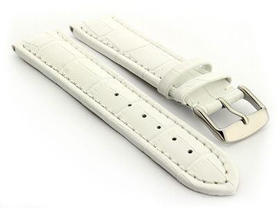 Extra Long Watch Strap Croco White / White 20mm