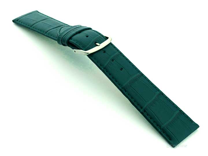 22mm/18mm Leather Watch Strap Croco Louisiana Teal