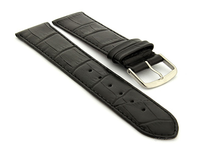 22mm/20mm Leather Watch Strap Croco Louisiana Black