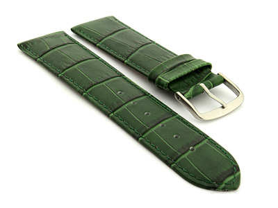 Leather Watch Strap Croco Louisiana Green 17mm