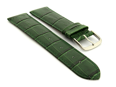 22mm/18mm Leather Watch Strap Croco Louisiana Green