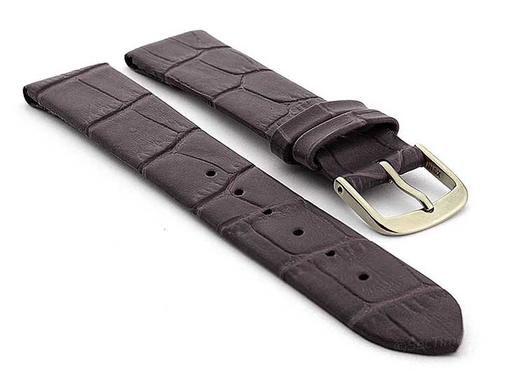 Open Ended Watch Strap Croco EM Chocolate Brown 01