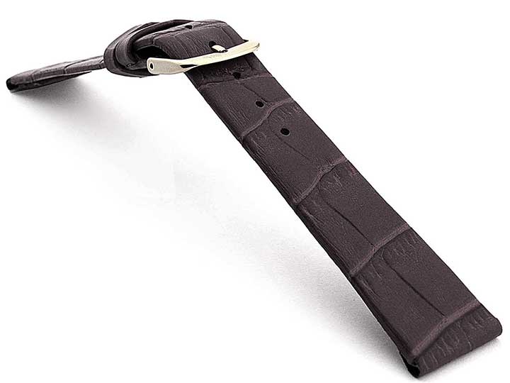 Open Ended Watch Strap Croco EM Chocolate Brown 02