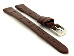 Open Ended Watch Strap Croco ES - Leather Dark Brown 12mm