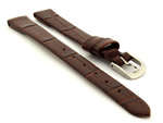 Open Ended Watch Strap Croco ES - Leather Dark Brown 14mm