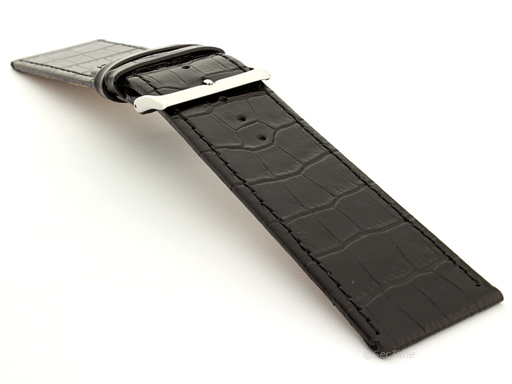 Glossy Leather Watch Strap Black Croco WB 02