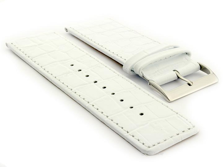 Glossy Leather Watch Strap White Croco WB 01