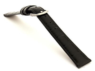 Glossy Leather Watch Strap Black Croco WS 02