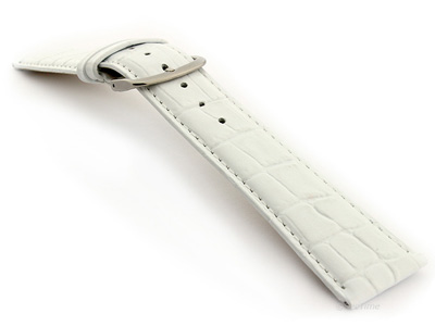 Glossy Leather Watch Strap Croco Spec WM White 24mm