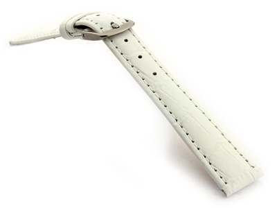 Glossy Leather Watch Strap Croco Spec WS White 10mm