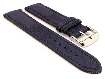 Genuine Nubuck Leather Watch Strap Band Evosa Navy Blue 18mm