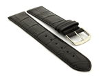 Extra Long Genuine Leather Watch Strap Croco Louisiana Black 20mm