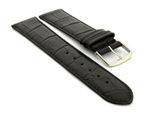 Extra Long Genuine Leather Watch Strap Croco Louisiana Black 16mm