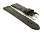 Extra Long Open Ended Leather Watch Strap Croco LM Black 20mm