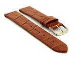 Extra Long Open Ended Leather Watch Strap Croco LM Brown 18mm