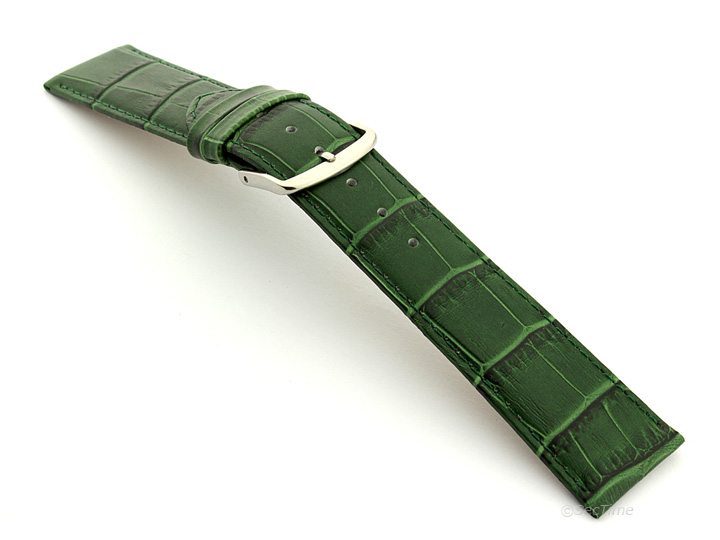Extra Short Genuine Leather Watch Strap Croco Louisiana Green 02