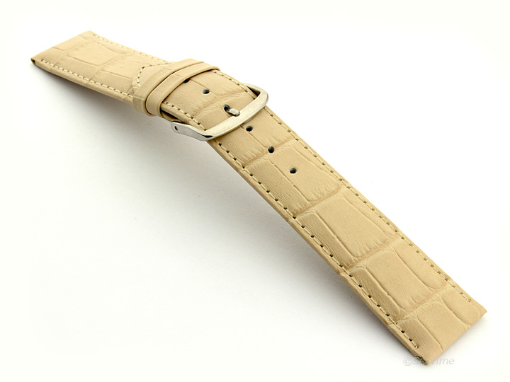 Extra Short Genuine Leather Watch Strap Croco Louisiana Cream 02
